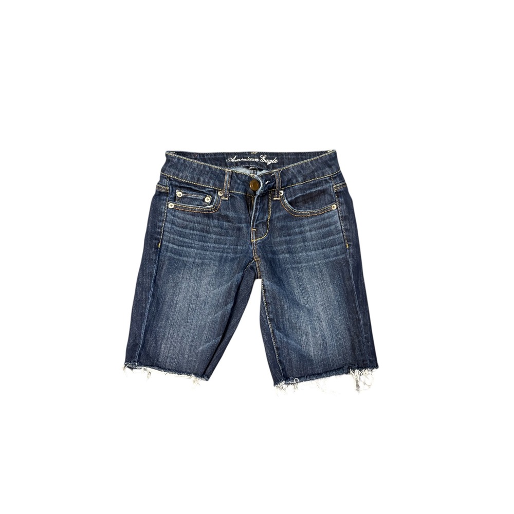 American Eagle Outfitters Women's Dark Wash Denim Cutoff Shorts Size 2 Stretch